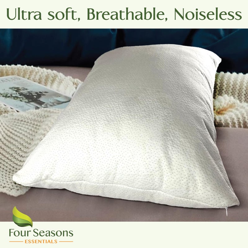 Four Seasons Essentials King Size Waterproof Pillow Protectors (Set of 2) - Natural Viscose derived from Bamboo Pillow Covers - Hypoallergenic Dust Proof Zippered Encasements for 20" x 36" Pillows - Image 2